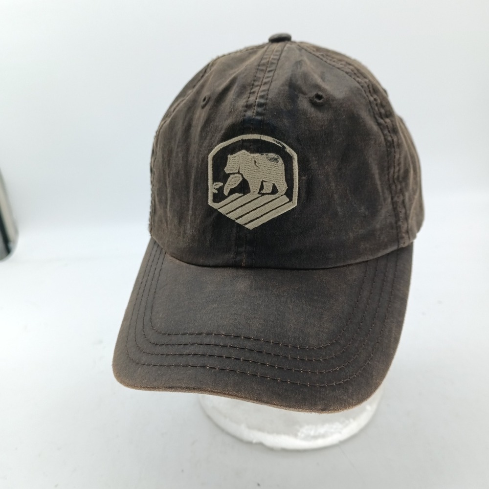 The Normal Brand Brown Waxed Canvas Bear Patch Baseball Cap Hat OSFM #15